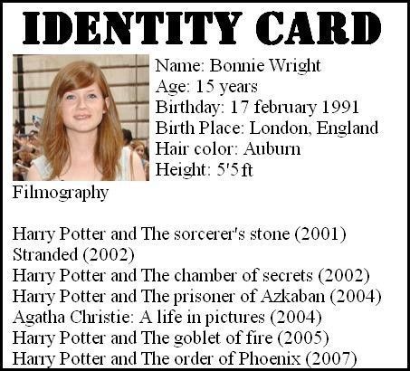 Identité de Bonnie Wright (Ginny Weasley) - weasley toute nue